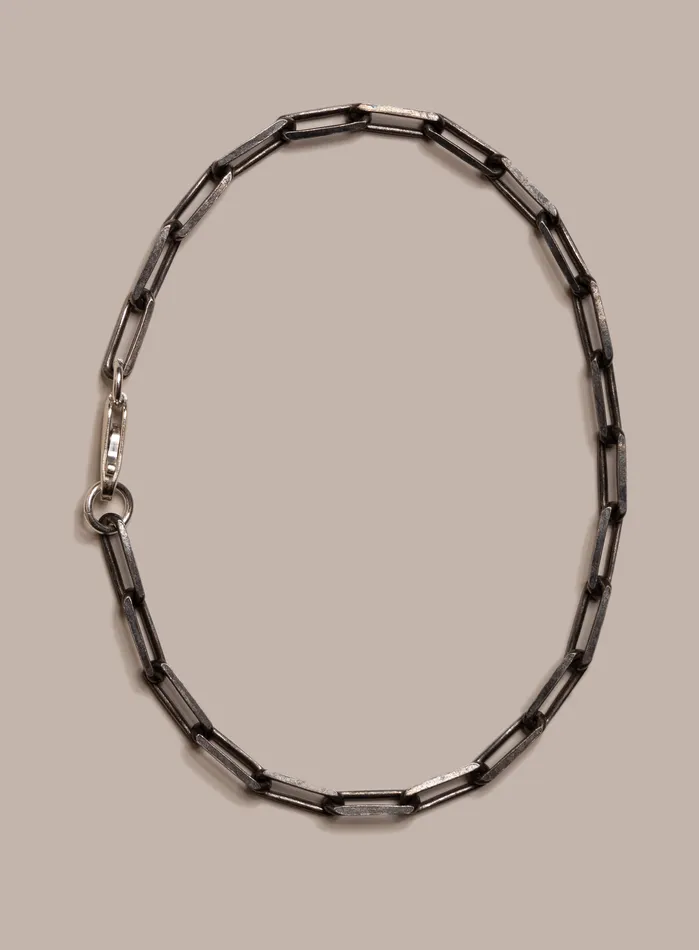 925 Oxidized Sterling Silver Elongated Cable Chain Bracelet for Men WE ARE ALL SMITH Mens Jewelry Clothing Bracelets