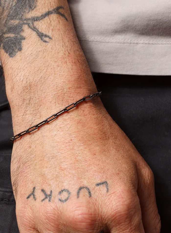925 Oxidized Sterling Silver Elongated Cable Chain Bracelet for Men WE ARE ALL SMITH Mens Jewelry Clothing Bracelets