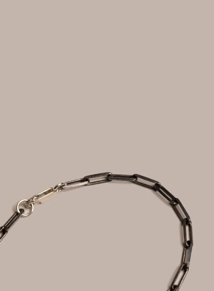 925 Oxidized Sterling Silver Elongated Cable Chain Bracelet for Men WE ARE ALL SMITH Mens Jewelry Clothing Bracelets