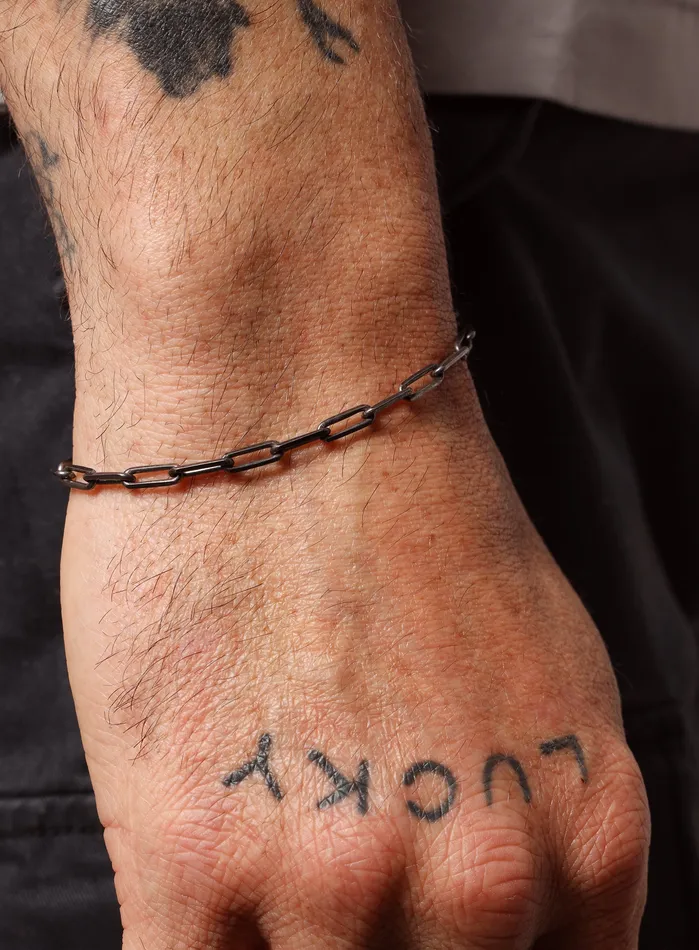 925 Oxidized Sterling Silver Elongated Cable Chain Bracelet for Men WE ARE ALL SMITH Mens Jewelry Clothing Bracelets