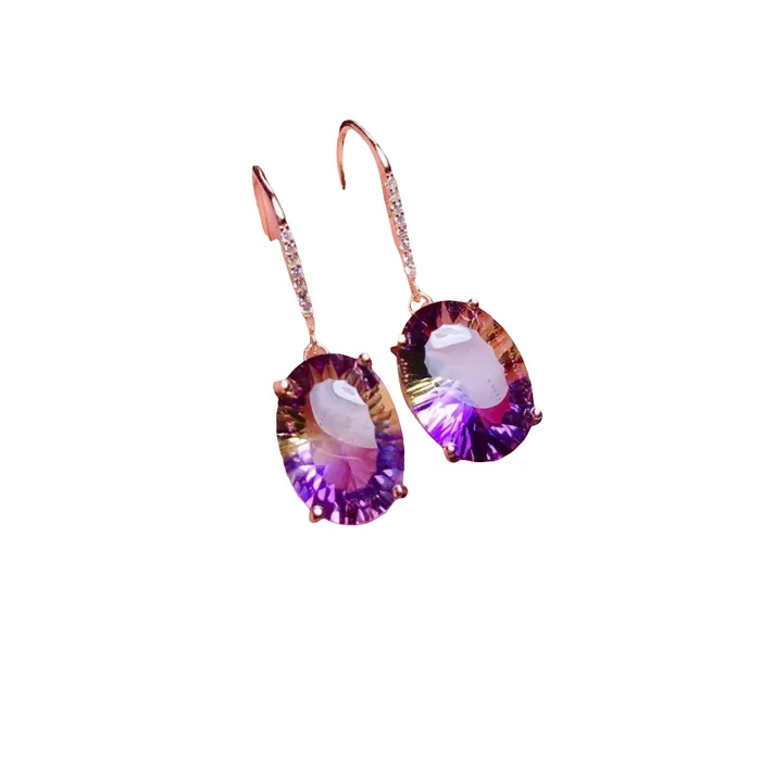 925 Sterling Silver Ametrine Amethyst Citrine Earrings Metamorphidi Earrings 925 Sterling Silver Ametrine Amethyst Citrine Earrings Metamorphidi Earrings