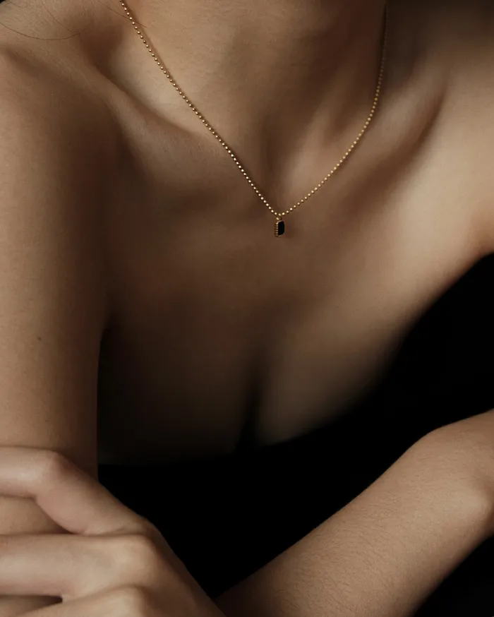 Aaia Emerald Pendant Beaded Chain Necklace MYJN Necklaces