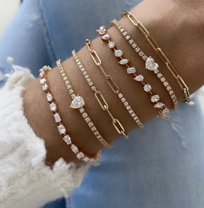 Alev Bracelets Half and half diamond tennis bracelet