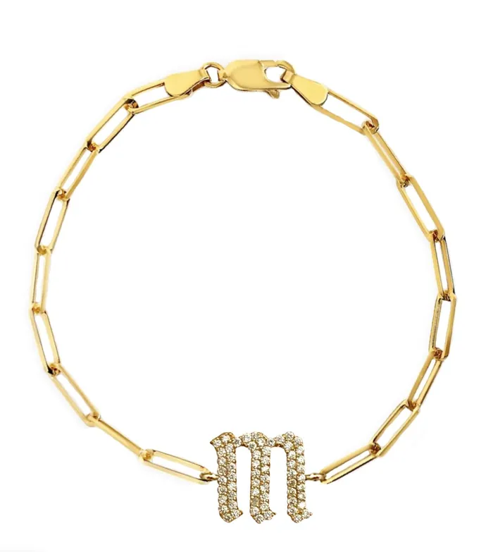 Alev Bracelets Pave Gothic Initial Bracelet