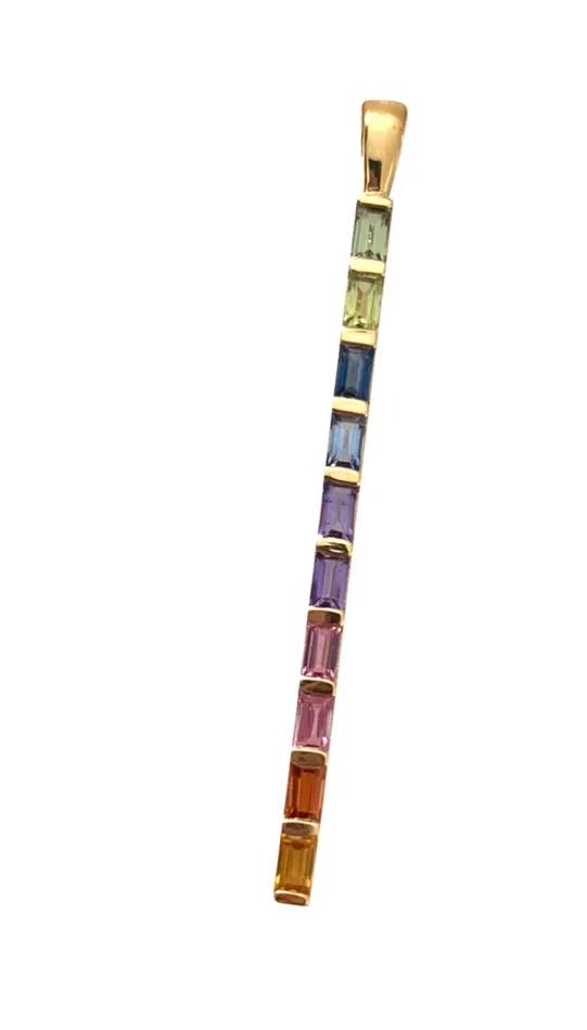 Alev Charm Necklaces Rainbow Baguette Bar Charm
