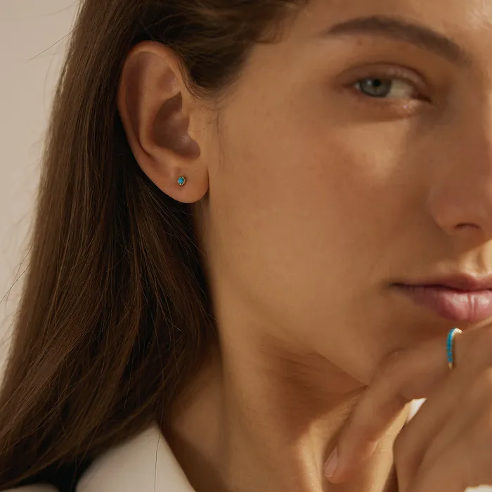 AMINA Turquoise Solitaire Single Stud AURELIE GI Earrings