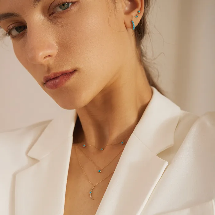 AMINA Turquoise Solitaire Single Stud AURELIE GI Earrings