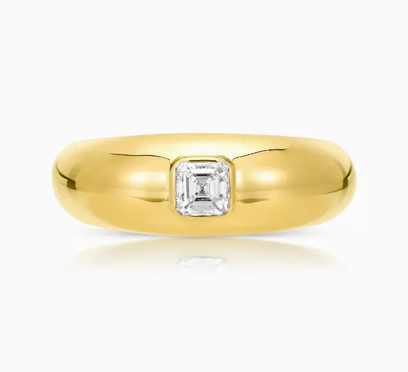 Asscher Dome Band carbon Hyde Rings