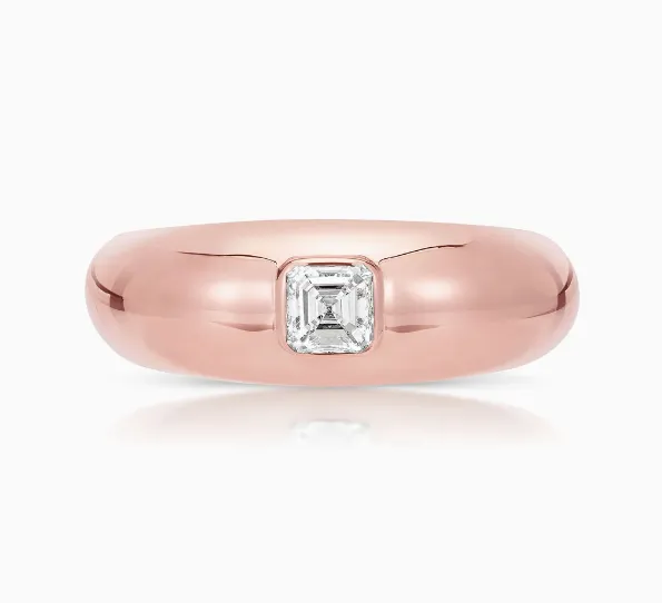 Asscher Dome Band carbon Hyde Rings