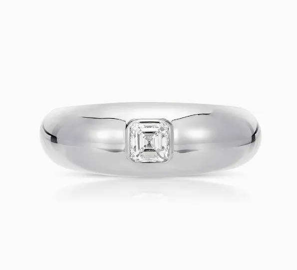 Asscher Dome Band carbon Hyde Rings