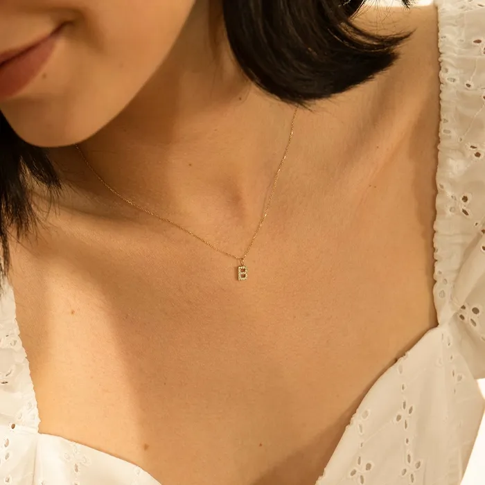 AURELIE GI B Diamond Initial Charm Charm Necklaces