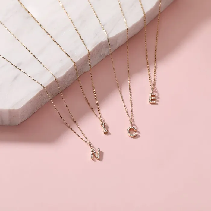 AURELIE GI Charm Necklaces N Diamond Initial Charm
