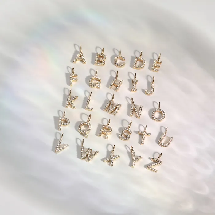 AURELIE GI Charm Necklaces N Diamond Initial Charm