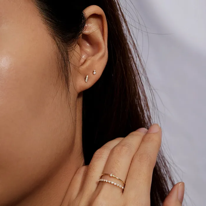 AURELIE GI Earrings AVERY DoubleDiamondSingleStud