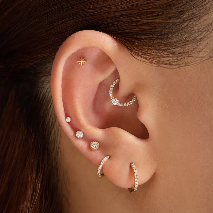 AURELIE GI Earrings EMILY Beaded LGD Threadless Flatback Earring