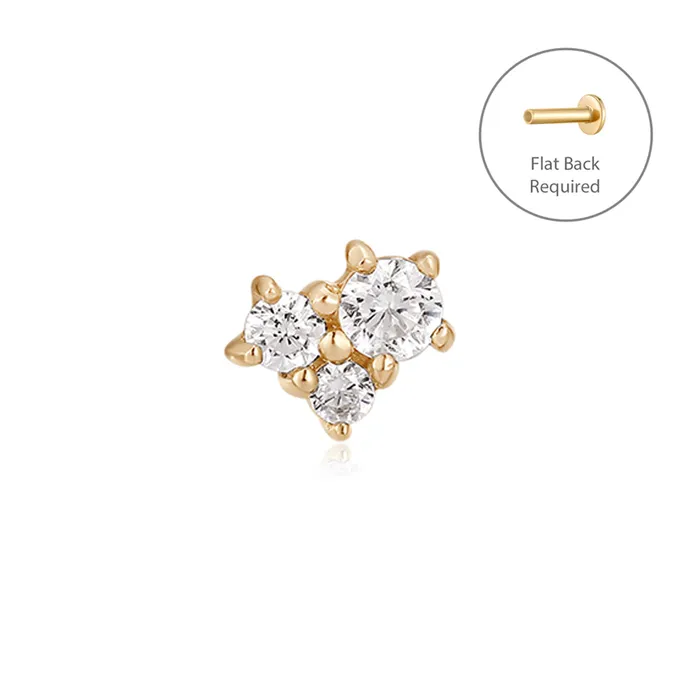 AURELIE GI Earrings GRACIE Natural Diamond Threadless Flatback Earring