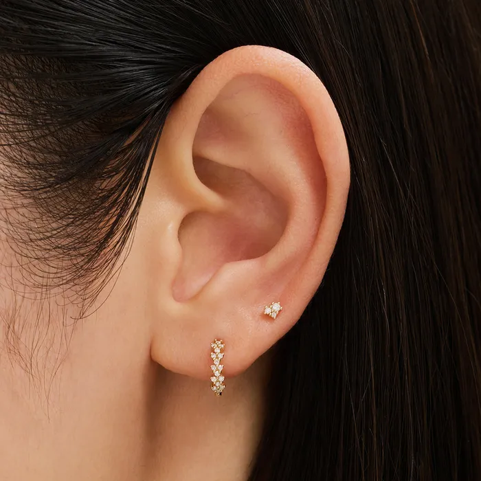 AURELIE GI Earrings GRACIE Natural Diamond Threadless Flatback Earring