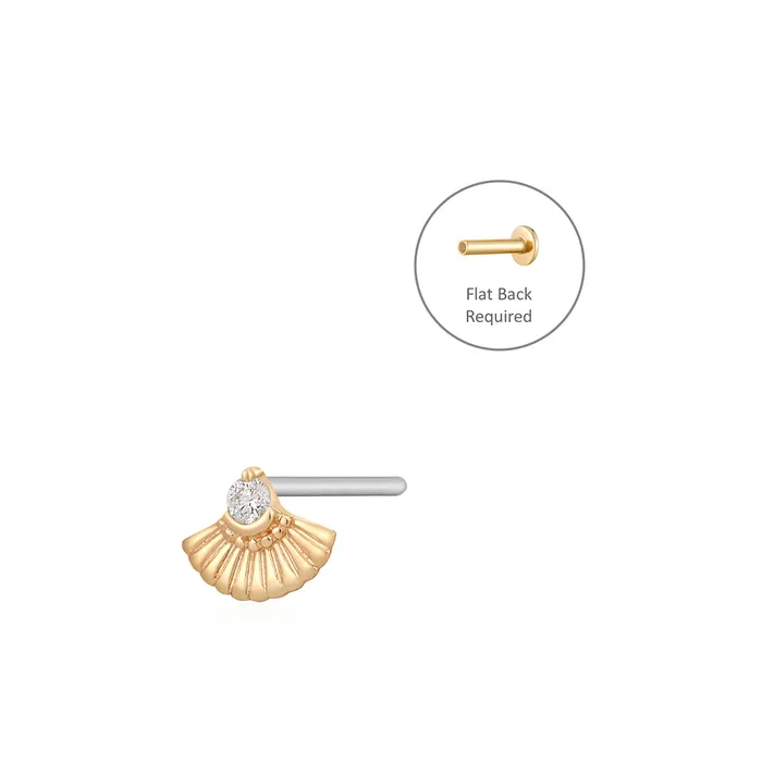 AURELIE GI Earrings KATE Single Diamond Fan Threadless Flatback Earring