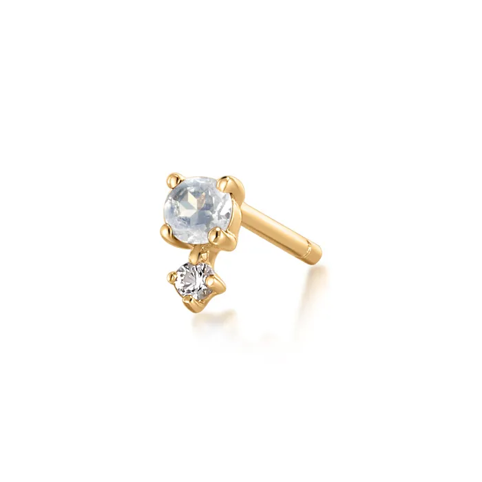 AURELIE GI Earrings MARCH Aquamarine and White Sapphire Stud Earring