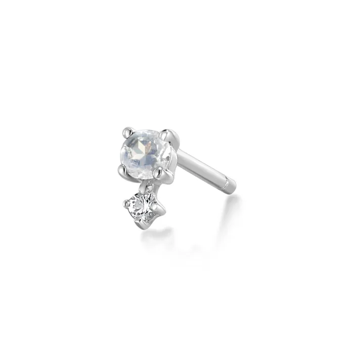 AURELIE GI Earrings MARCH Aquamarine and White Sapphire Stud Earring