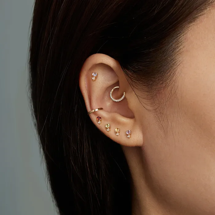 AURELIE GI Earrings MARCH Aquamarine and White Sapphire Stud Earring