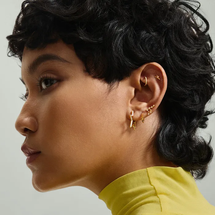 AURELIE GI Earrings STARLING Starburst LGD Threadless Flatback Earring