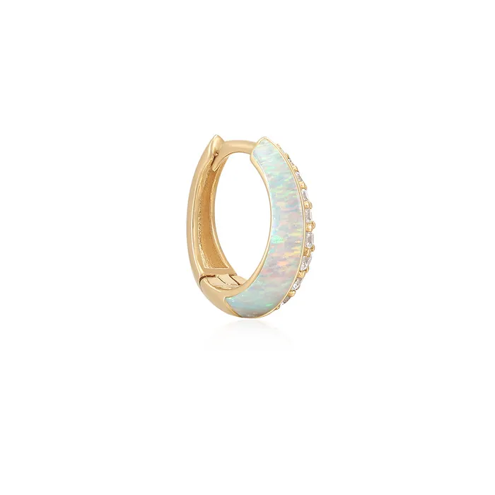 AURELIE GI Earrings TINA Opal and Lab Grown Diamond Huggie