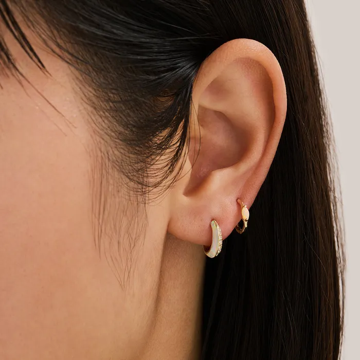 AURELIE GI Earrings TINA Opal and Lab Grown Diamond Huggie