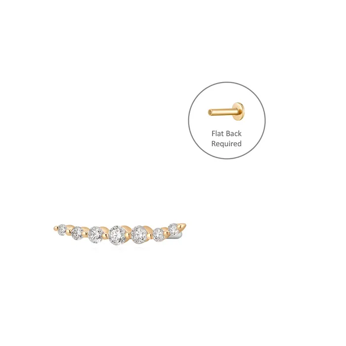 AURELIE GI MONICA Diamond Bar Threadless Flatback Earring Earrings