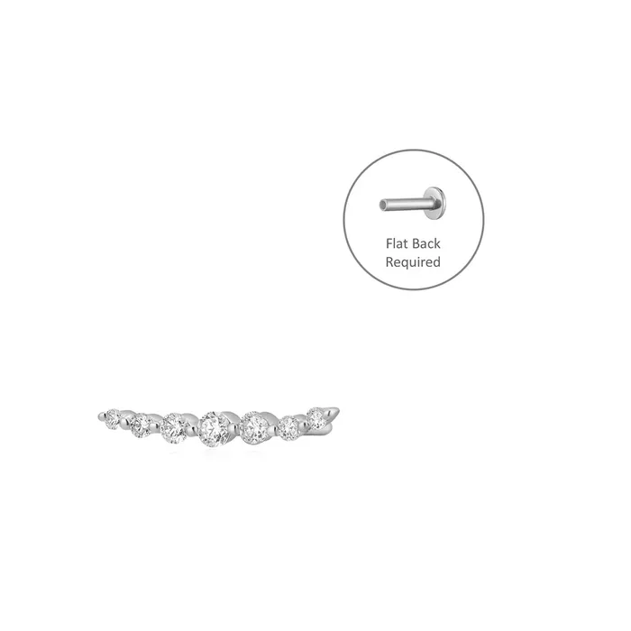 AURELIE GI MONICA Diamond Bar Threadless Flatback Earring Earrings
