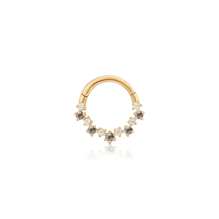 AURELIE GI VEGA Grey Diamond and White Sapphire Clicker Hoop Earrings