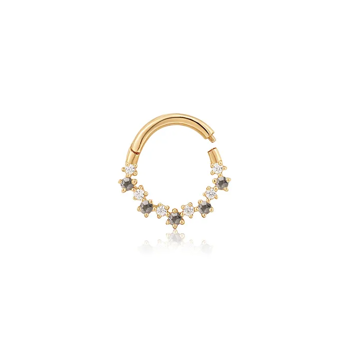 AURELIE GI VEGA Grey Diamond and White Sapphire Clicker Hoop Earrings