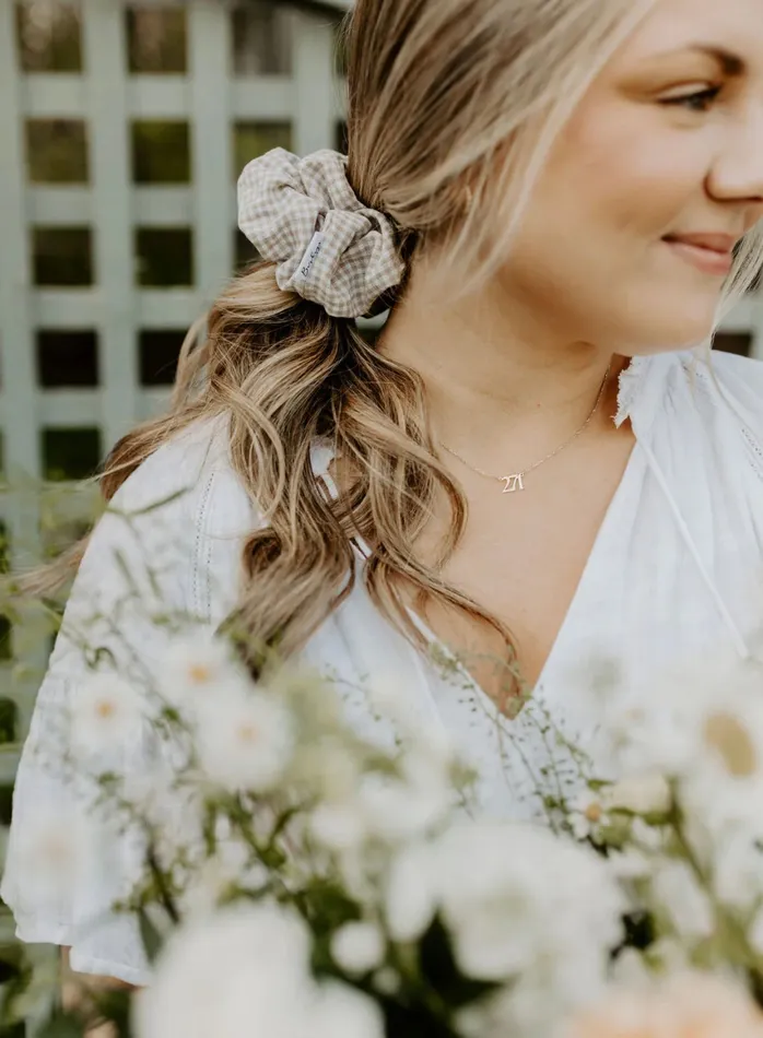 Barbays Earrings Barbays Mini Gingham Check Scrunchie