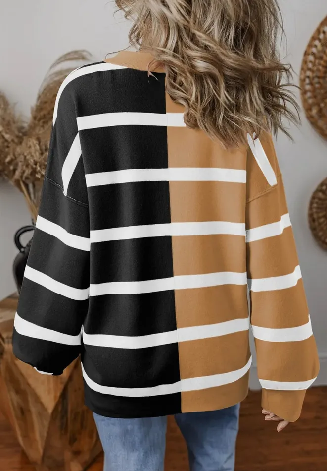 Beige Stripe Oversized Sweater Lalaloo Earrings