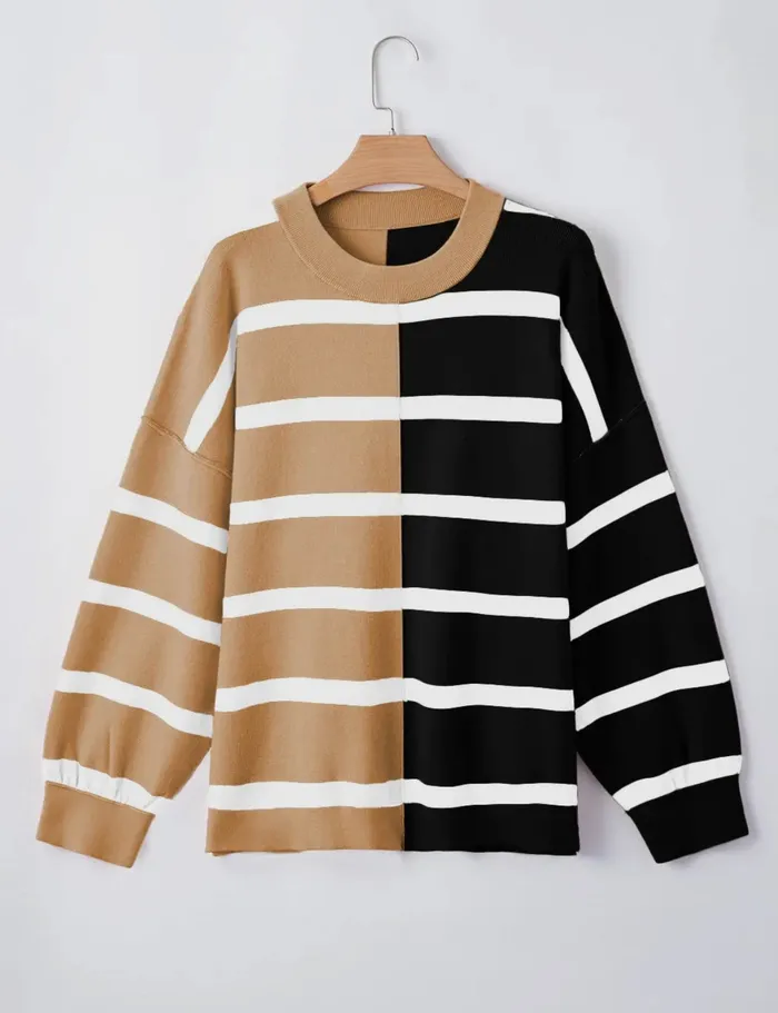 Beige Stripe Oversized Sweater Lalaloo Earrings