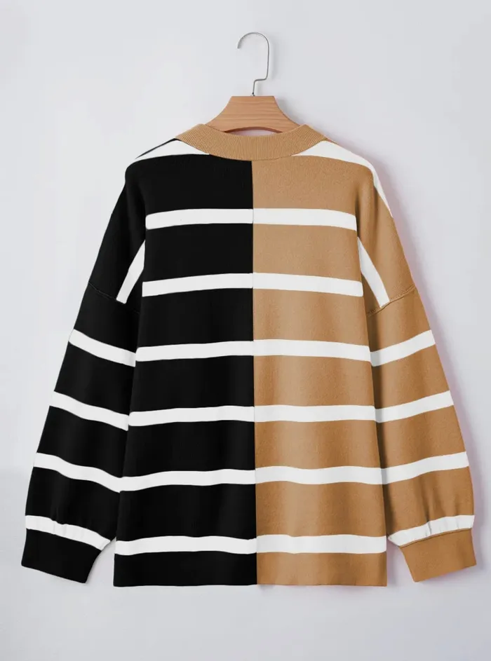 Beige Stripe Oversized Sweater Lalaloo Earrings
