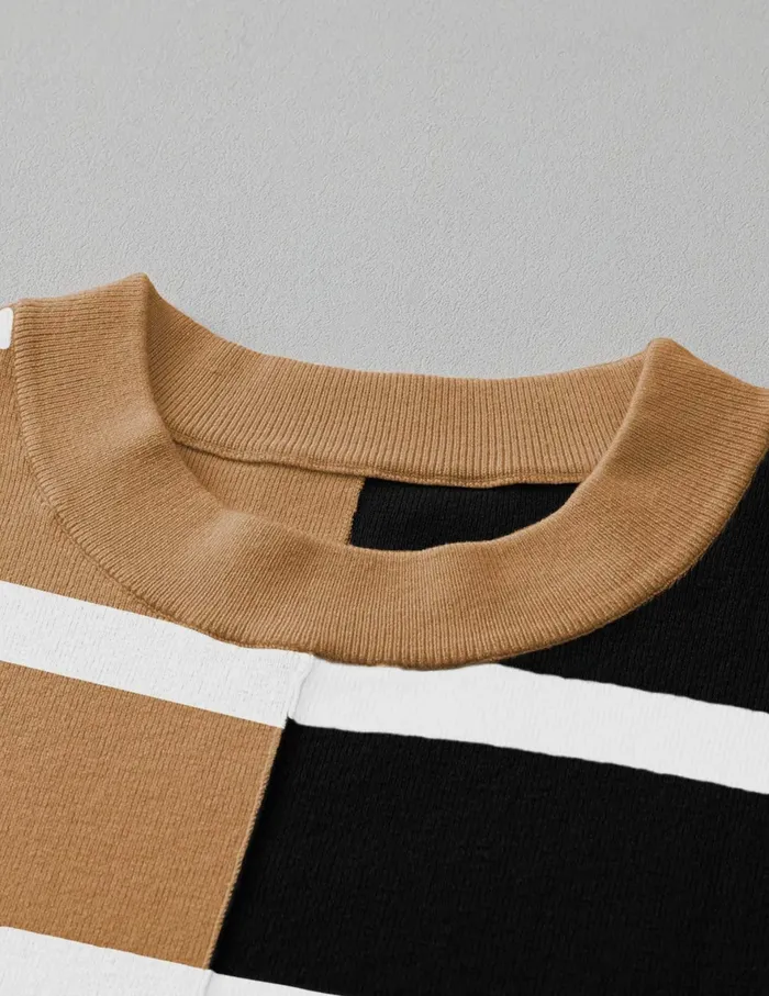 Beige Stripe Oversized Sweater Lalaloo Earrings