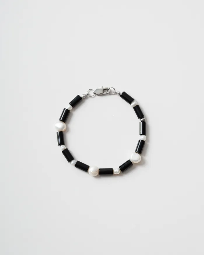 Bracelets CUN Igor Bold Black Agate Pearl Beaded Bracelet