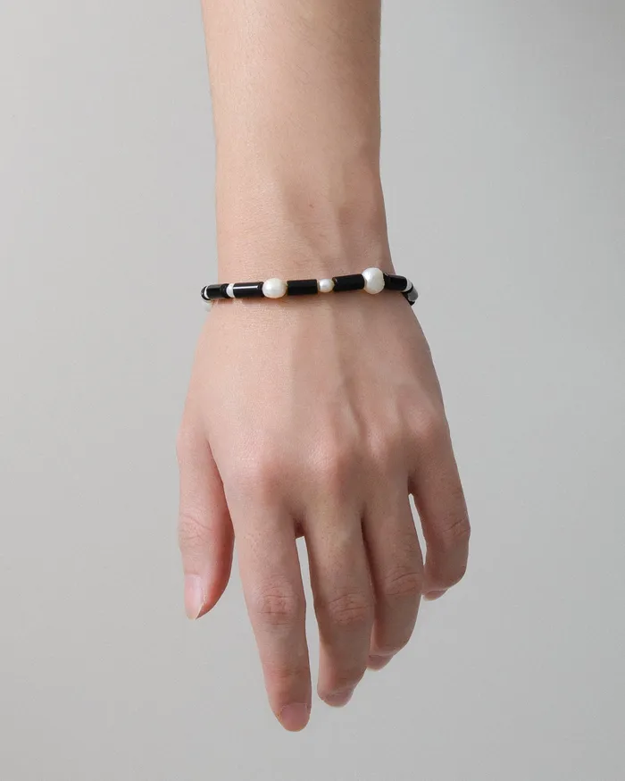 Bracelets CUN Igor Bold Black Agate Pearl Beaded Bracelet