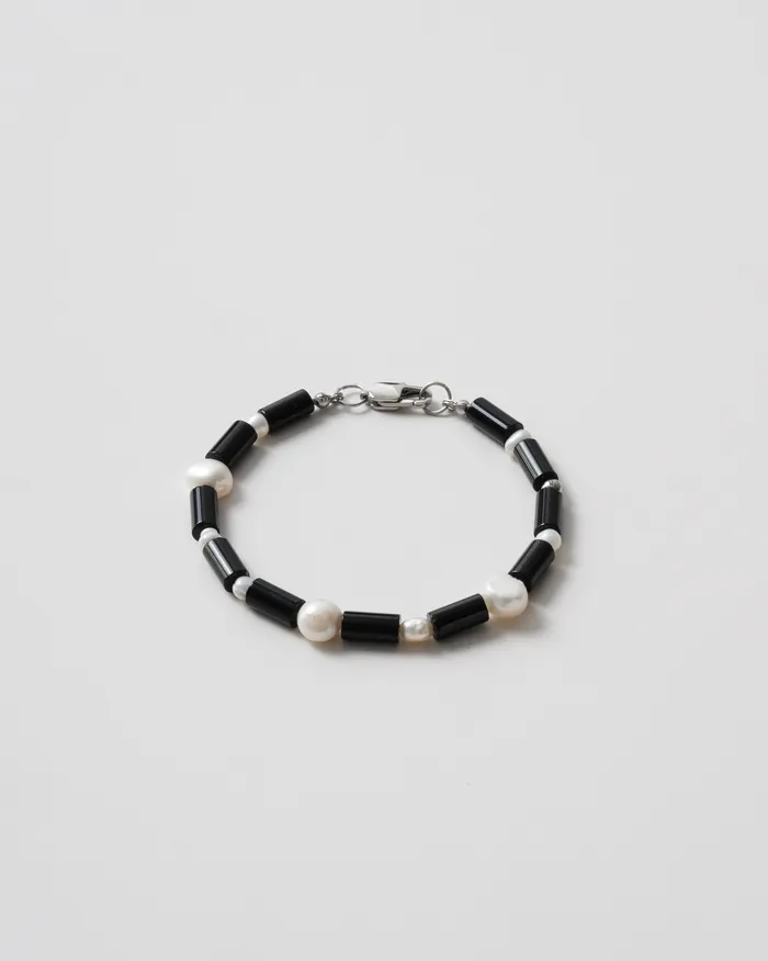 Bracelets CUN Igor Bold Black Agate Pearl Beaded Bracelet