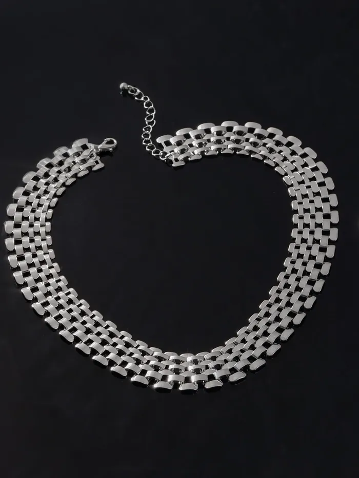 Bracelets Silver Choker Necklace Chunky Geometric Design Adjustable Length Fashion Accessory for Women Yellow Chimes