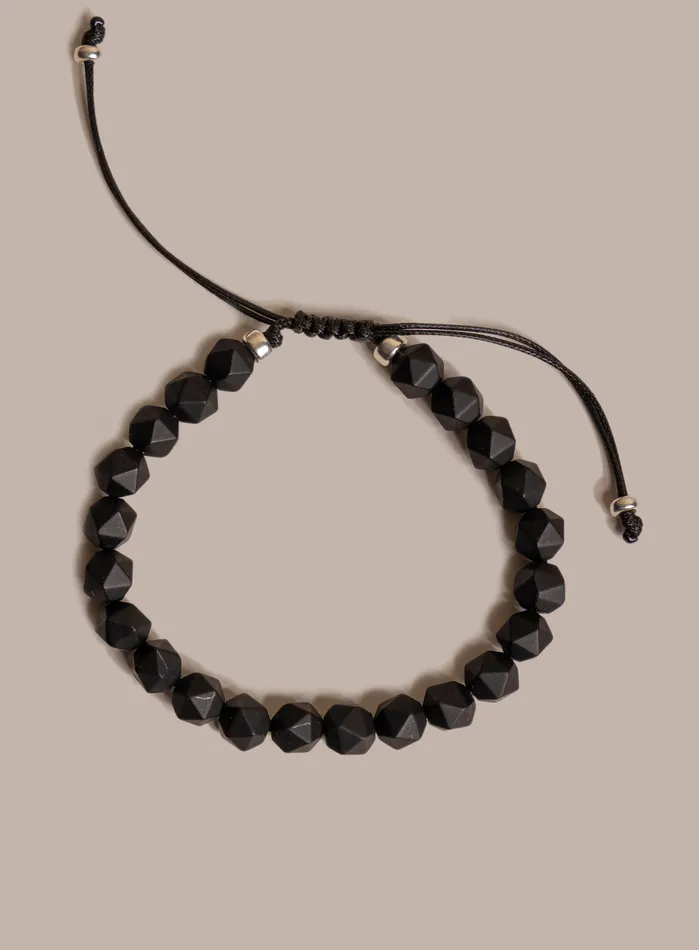Bracelets WE ARE ALL SMITH Mens Jewelry Clothing Matte Black Onyx and Sterling Silver Mens Bead Bracelet