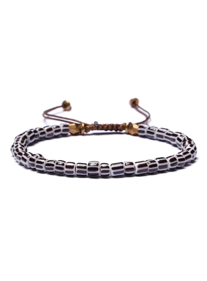 Bracelets WE ARE ALL SMITH Mens Jewelry Clothing White and Blue Chevron Glass Bead Bracelet