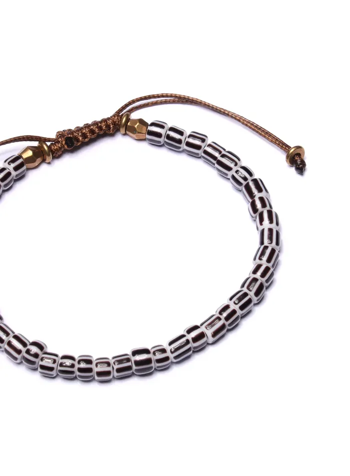 Bracelets WE ARE ALL SMITH Mens Jewelry Clothing White and Blue Chevron Glass Bead Bracelet
