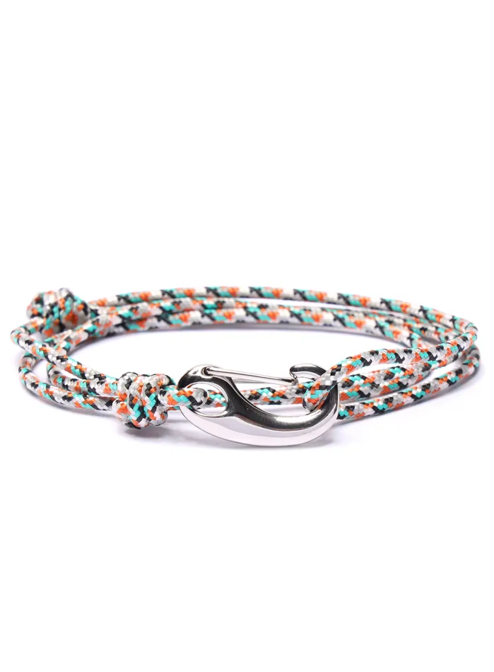 Bracelets We Are All Smith White Orange Tactical Cord Bracelet for Men Silver Clasp 25S