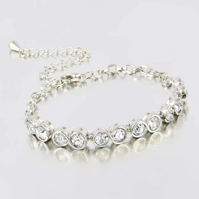 Bracelets Yellow Chimes Crystals Studded Silver Tennis Bracelet for Women and Girls Yellow Chimes