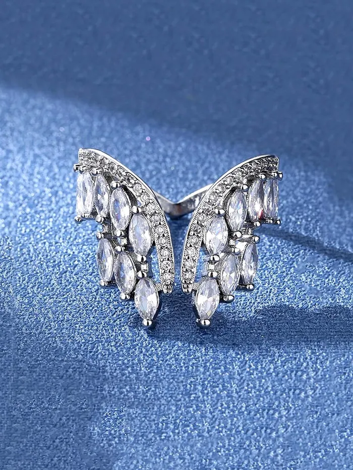 Bracelets Yellow Chimes Ring for women Elegant Austrian Crystal Studded Silver Plated White Adjustable Ring for Women and Girls Style2 Yellow Chimes