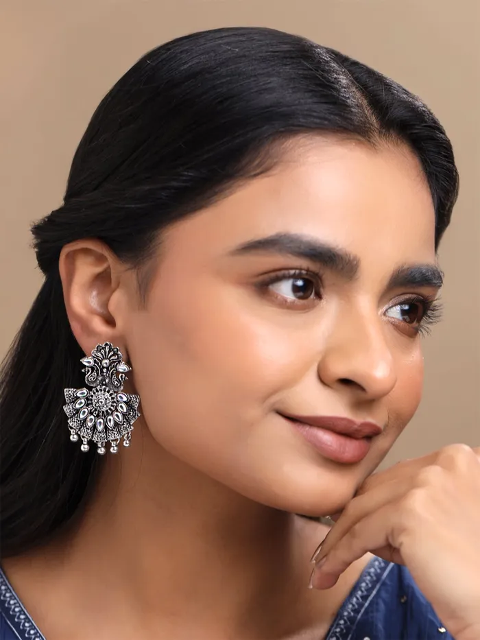 Bracelets Yellow Chimes Silver Oxidised Drop Earrings Elegant Jewelry for Women Lightweight Design 55cm Oxidised Silver