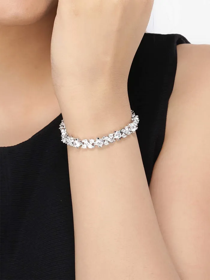 Bracelets Yellow Chimes Women Crystal Bracelets Silver Toned Bracelets for Women CZ Crystals Bracelet For Women Birthday Gift for Girls Women Anniversary Gift for Wife Yellow Chimes
