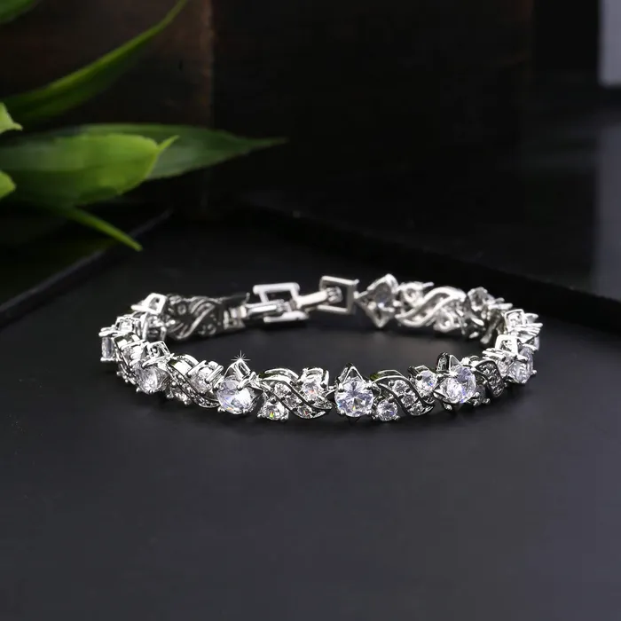 Bracelets Yellow Chimes Women Crystal Bracelets Silver Toned Bracelets for Women CZ Crystals Bracelet For Women Birthday Gift for Girls Women Anniversary Gift for Wife Yellow Chimes